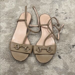 Gucci Elegant Tan Sandals with Gold Accents